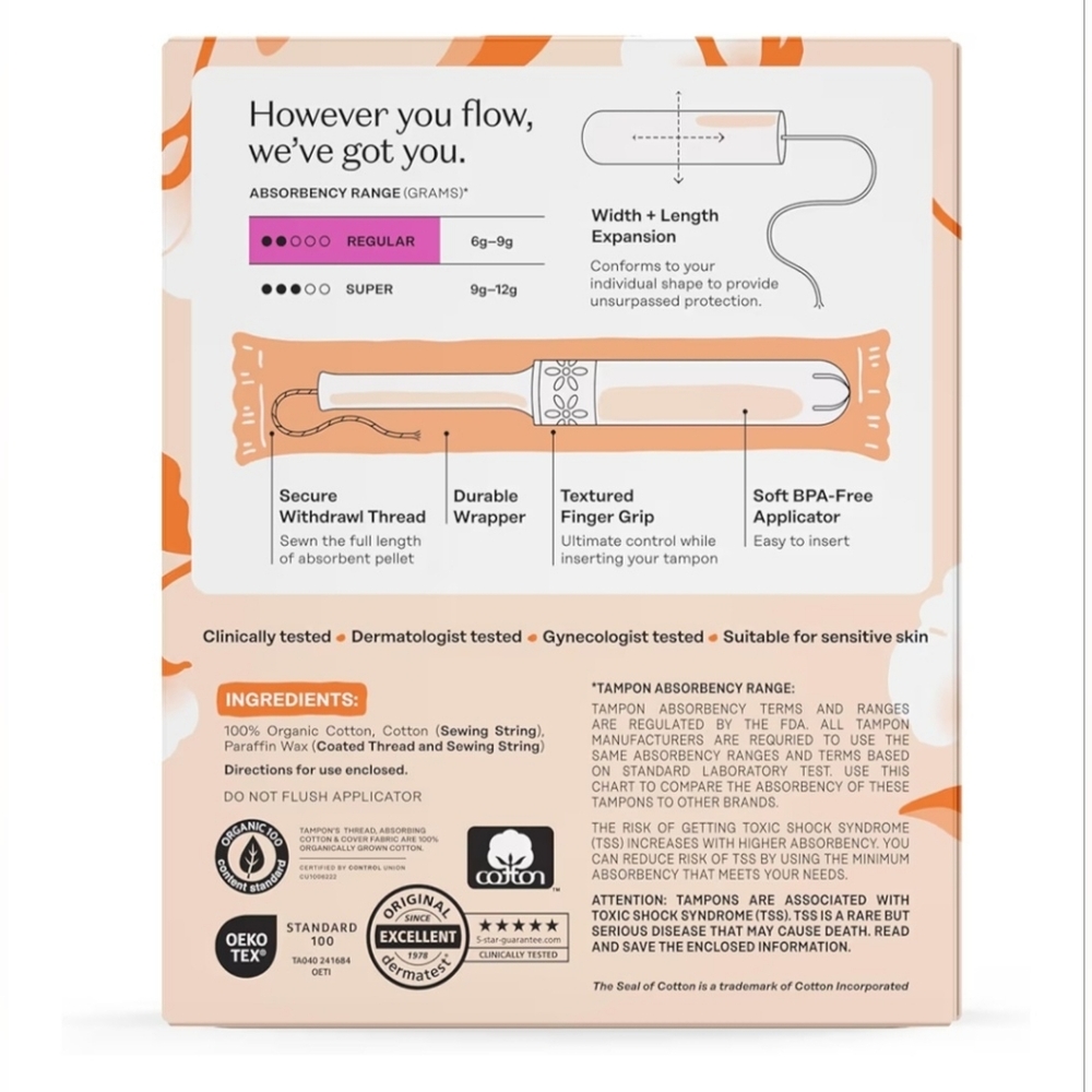 Honey Pot Regular Organic Cotton Tampons- 54 Count - Picture 6 of 7